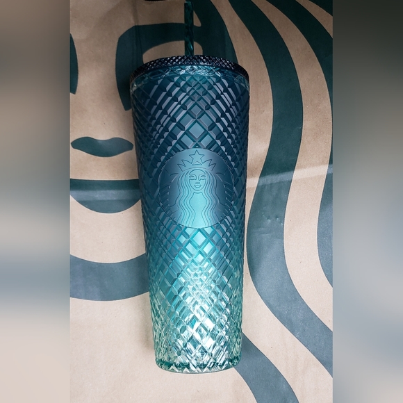 8. Starbucks 24oz Green Jelly Studded Tumbler with straw - Picture 2 of 3